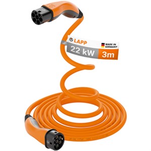 Samozwijający się kabel do ładowania Typu 2, do 22 kW, 3 m, pomarańczowy