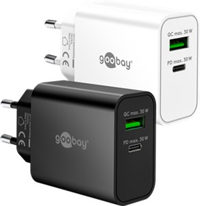 Podwójna szybka ładowarka USB-C™ PD GaN (30 W) czarny Podwójna szybka ładowarka USB-C™ PD GaN (30 W) czarny