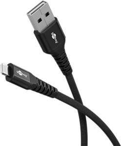 Super miękki kabel tekstylny Lightning USB-A z metalowymi złączami, 1 m, czarny