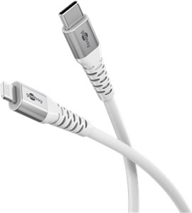 Super miękki kabel tekstylny Lightning USB-C™ z metalowymi złączami, 3 m, biały